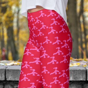 Leggings Fun Candy Rouge et rose femmes Motif de curling