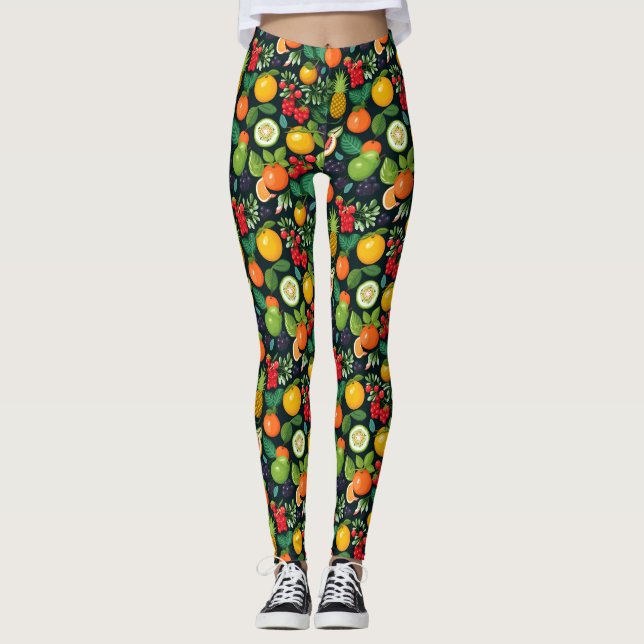 Leggings Fun coloré motif de fruits (Devant)