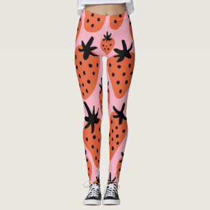 Leggings Fun fraise, design artisanal sans couture.