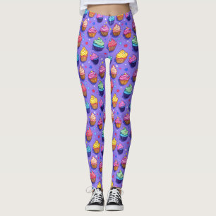 Leggings Fun Frosted Cupcake Motif : Boulangerie Whimsical