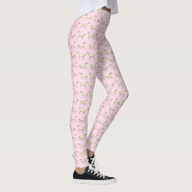 Leggings Fun Girly Galloping Horses Beige Rose (Droite)
