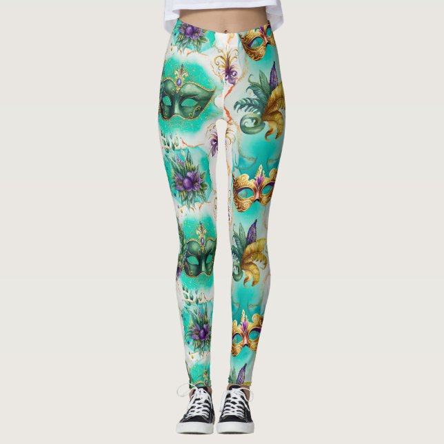 Leggings Fun Mardi Gras Masques (Devant)