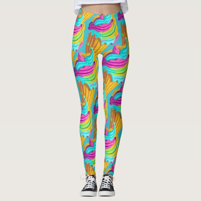 Leggings Fun Moderne Fille Coloré Motif de crème glacée (Devant)