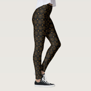 Leggings Fun Orange Blanc Main Levée Sourire Face Soleil