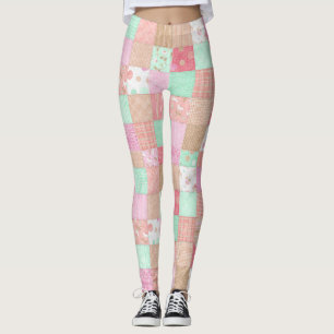 Leggings Fun Pastel Vintage Shabby Chic Patchwork Motif