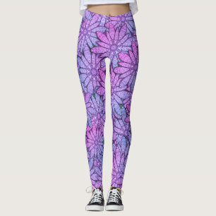 Leggings Fun Purple Flowers