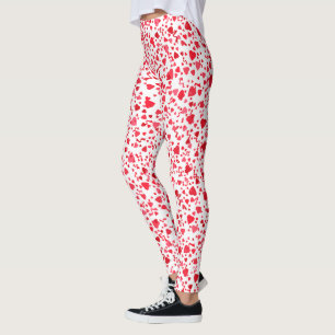 Leggings Fun Red Confetti Hearts Motif