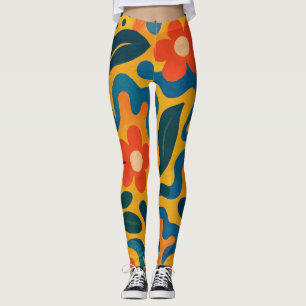 Leggings Fun Retro Garden Collage Motif Motif