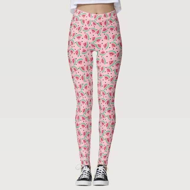 Leggings Fun Watermelon Slice Motif Summer Vibes (Devant)