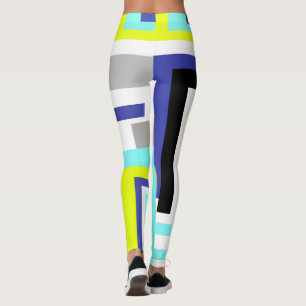 Leggings Funky Abstrait Art Jaune Pastel Thème