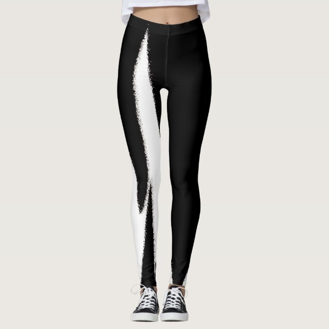 Leggings Funky Abstrait Art noir blanc (Devant)