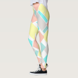 Leggings Funky Abstrait Art Pastel Turquoise Jaune