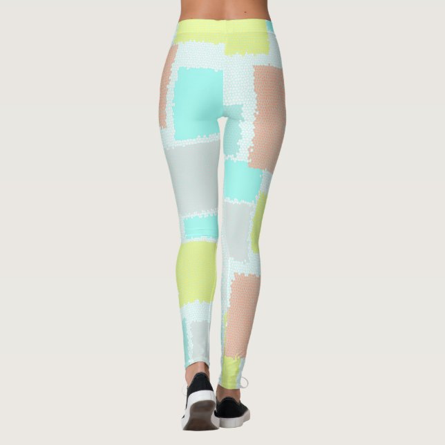 Leggings Funky Abstrait Art Pastel Turquoise Jaune (Dos)