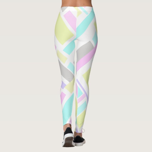 Leggings Funky Abstrait Jaune Turquoise Pale Pastel (Dos)