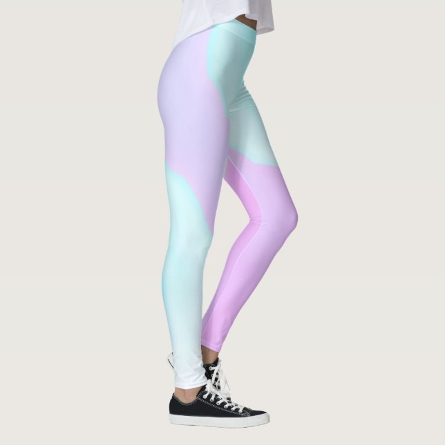 Leggings Funky Art Abstrait rose Turquoise Pastel thème (Droite)