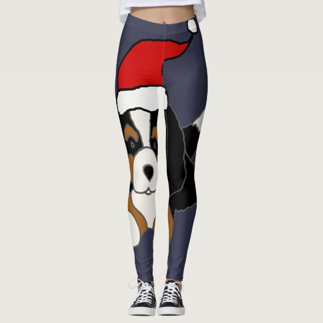 Leggings Funky Bernese Mountain Dog Chiot Chiot Noël (Devant)