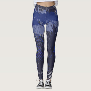 Leggings Funky Blue Grunge Motif