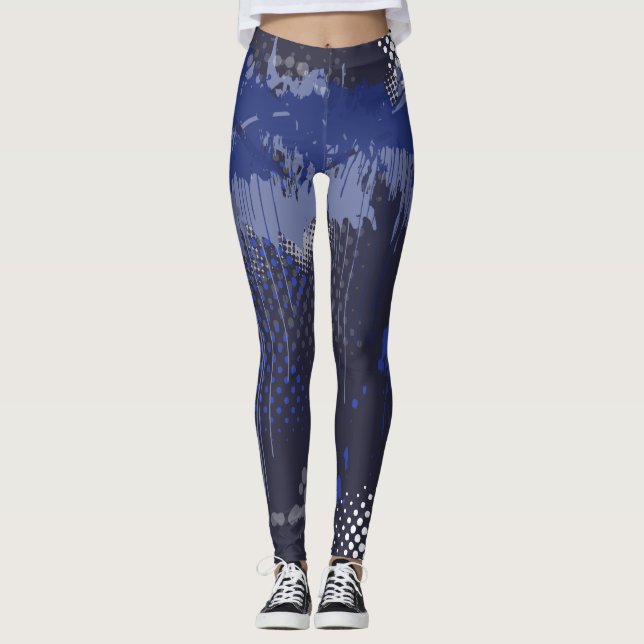 Leggings Funky Blue Grunge Motif (Devant)