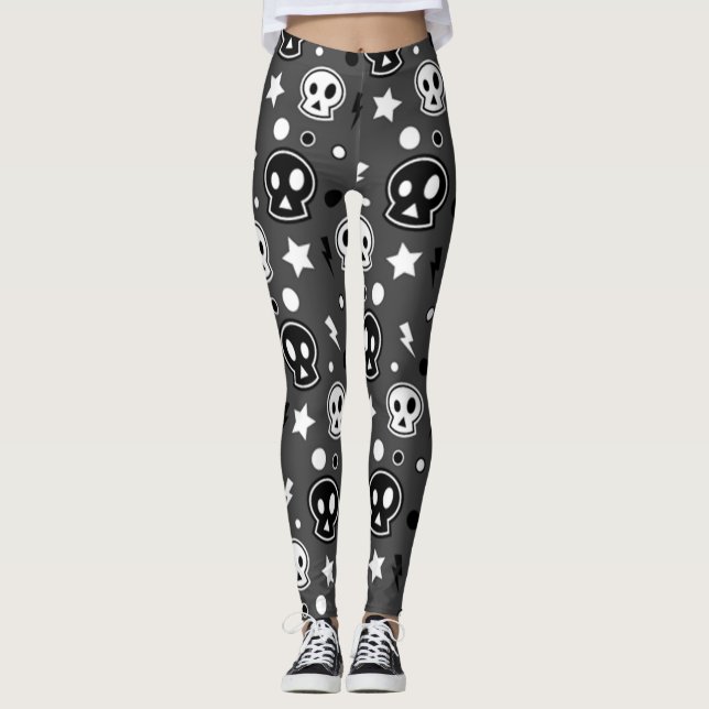 Leggings Funky Dark Skull Motif (Devant)