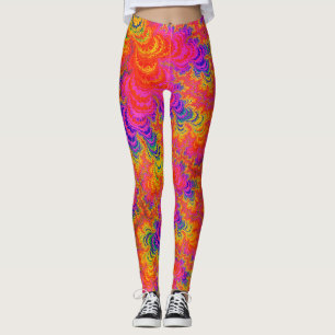 Leggings Funky Hippie Bohème Psychedelique Néon Arc-en-Ciel