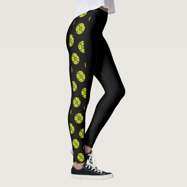Leggings Funky Jaune Et Noir Motif Folk (Droite)
