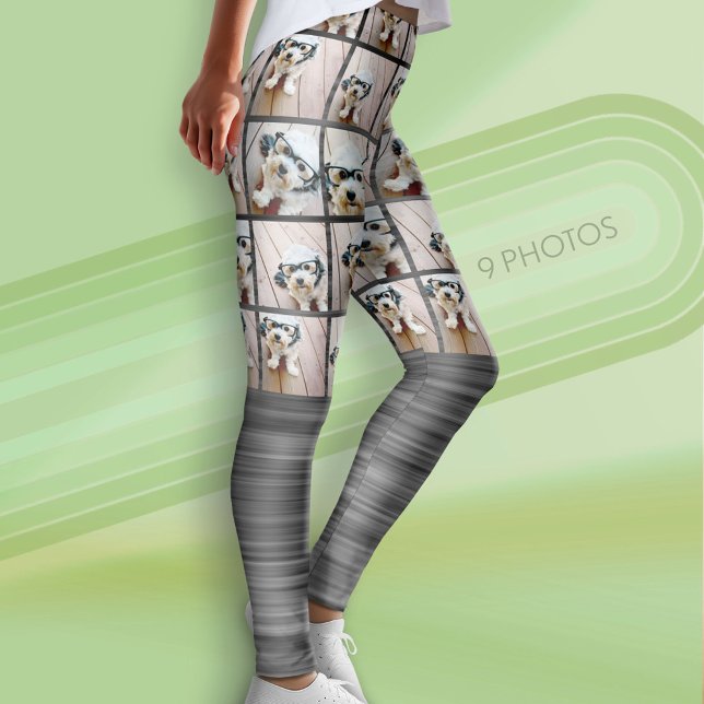 Leggings Funky Motion et 9 collage photo - peut modifier la (Custom Photo Leggings - 9 Photos)