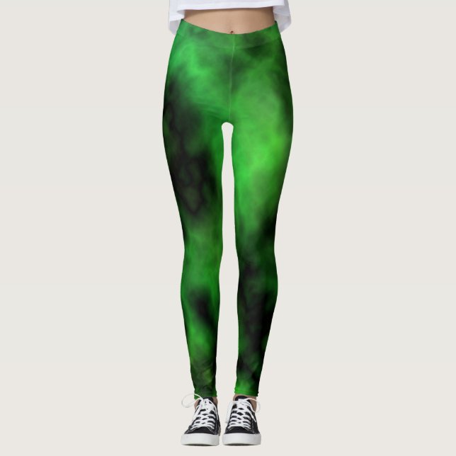 Leggings Funky Neon Green Emerald Halloween Abstrait (Devant)