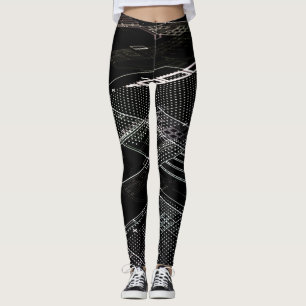 Leggings Funky noir carte de circuit électronique Retro