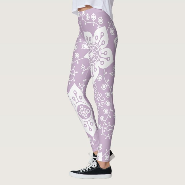 Leggings Funky Retro Cool moderne Fleurs Motif d'art (Gauche)