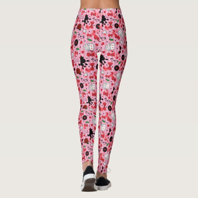 Leggings Funky Rockabilly Poodles et cerises Sock Hop (Dos)