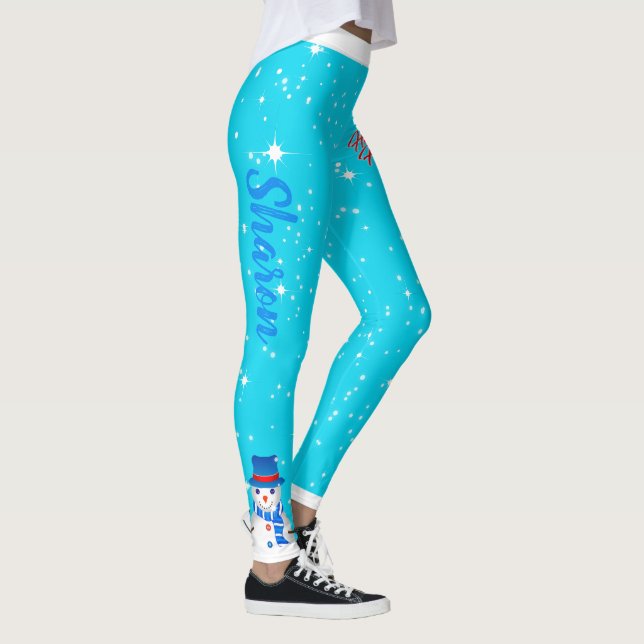 Leggings Funky Snowman et votre nom sur LIGHT BLUE HOLIDAY (Droite)