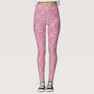 Leggings Funky tendance mignon Blocs roses géométriques Car
