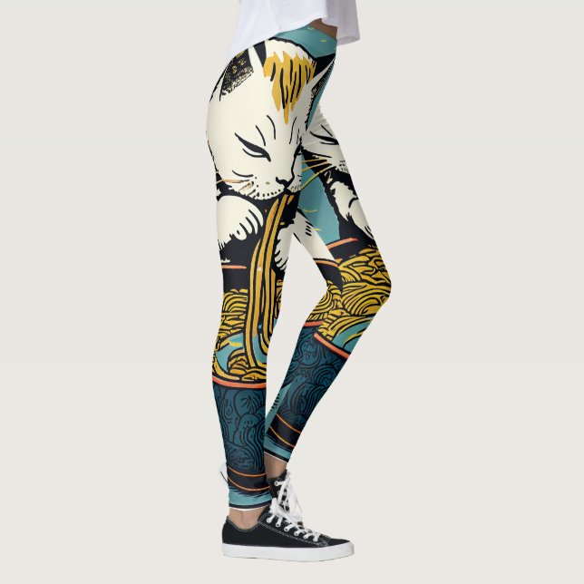 Leggings Funny Cat Ramen Art Japonais (Droite)