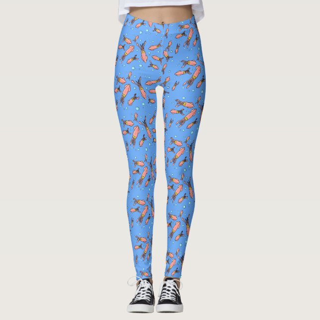 Leggings Funny école de calmar avec bulles dessin animé (Devant)