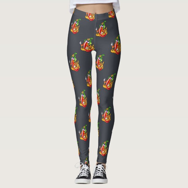 Leggings Funny Fier Pompier Chili Sur Le Feu Donne Des Pouc (Devant)