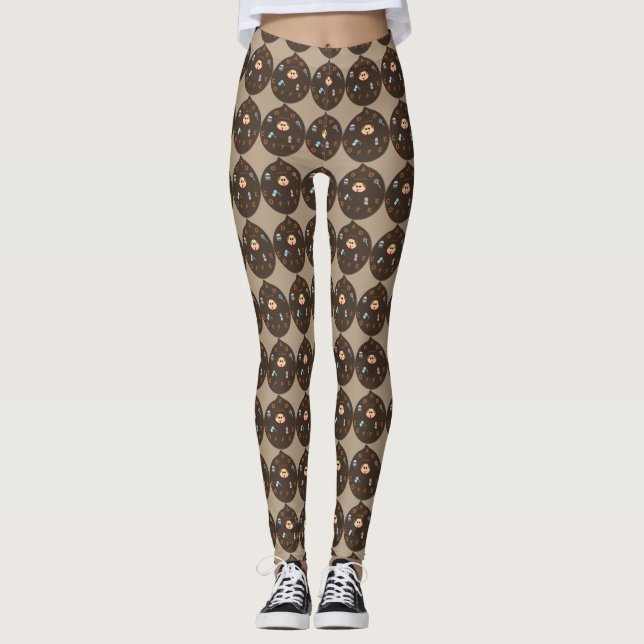 Leggings Funny Papa Monster aime les jambes de café (Devant)