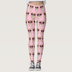 Leggings Funny Pembroke Welsh Corgi Motif rose