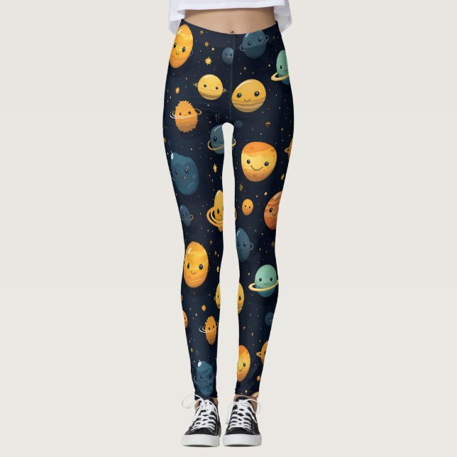 Leggings Funny Planètes Espace Motif (Devant)