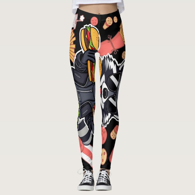 Leggings Funny Raccoon ‘Live Fast Eat Trash’ (Devant)