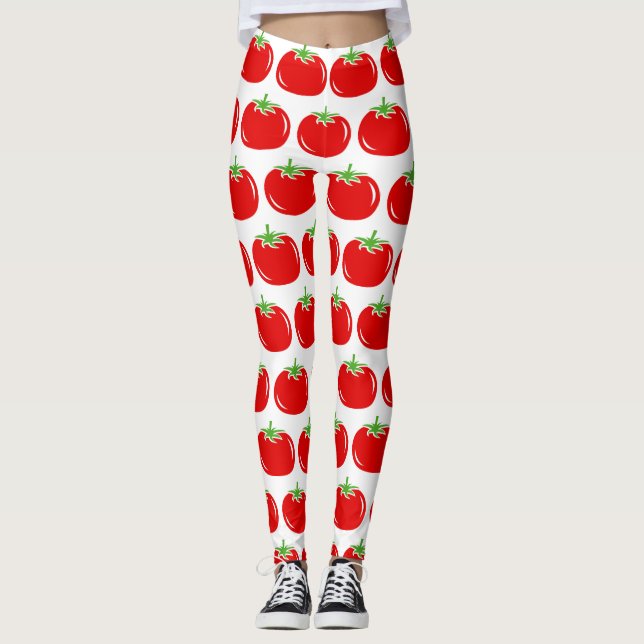 Leggings Funny rouge tomate motif personnalisées imprimer l (Devant)