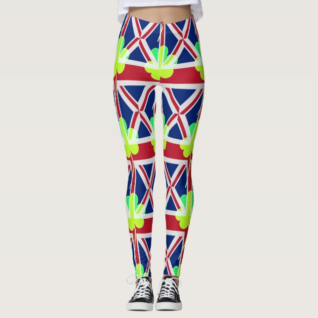 Leggings Funny Shamrock irlandais Union Jack Drapeau St. Pa (Devant)