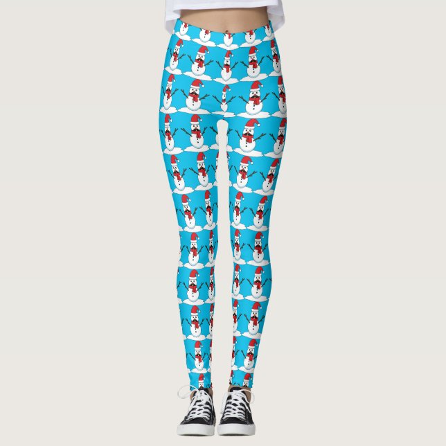 Leggings Funny Snowman avec Moustache et carotte (Devant)