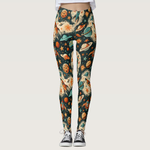 Leggings Fusée Cosmique Rétro Bande Dessinée Éclatement Ste