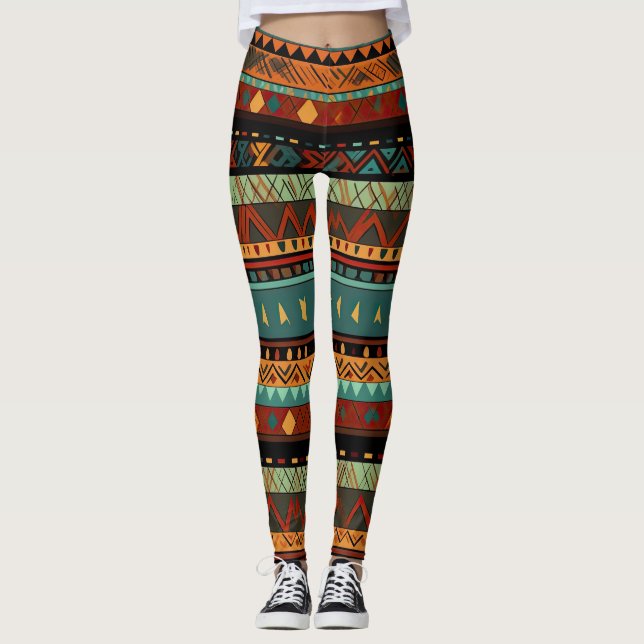 Leggings Fusion tribale en couleur (Devant)
