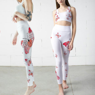 Leggings Fuyez pour être heureux Pink blanc papillon Leggin