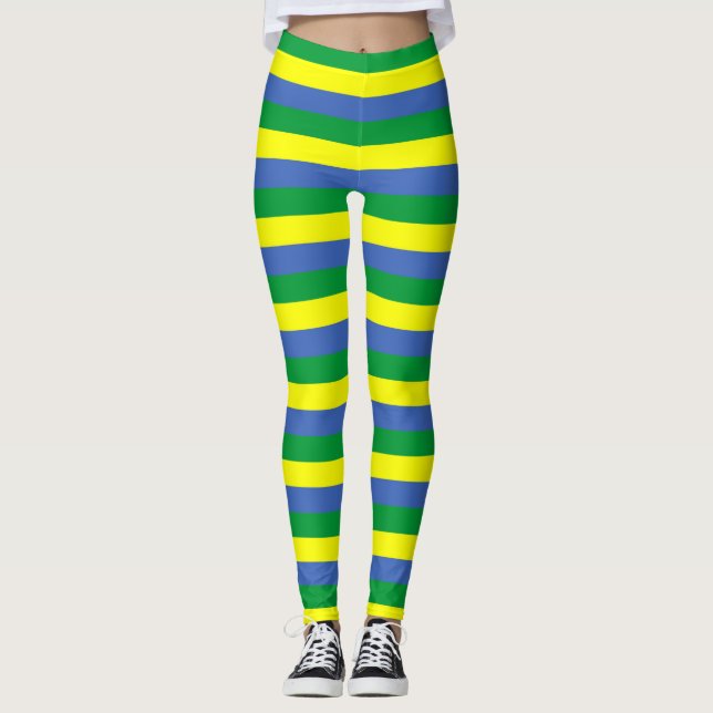 Leggings gabon drapeau rayures symbole du pays vert bleu ja (Devant)
