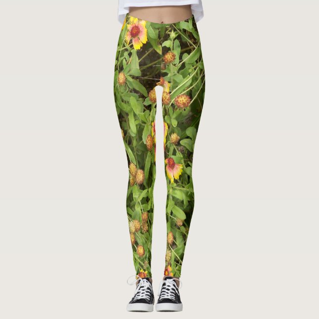 Leggings Gaillardia parfois appelé fleurs blanches (Devant)