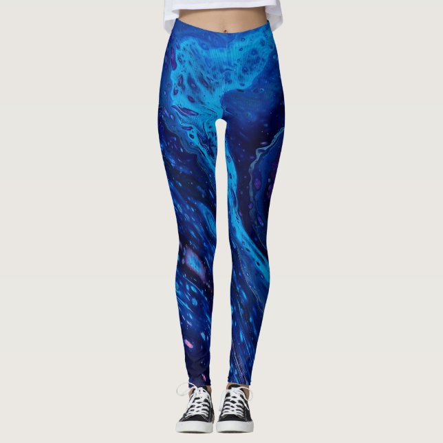 Leggings Galaxie bleue abstraite (Devant)