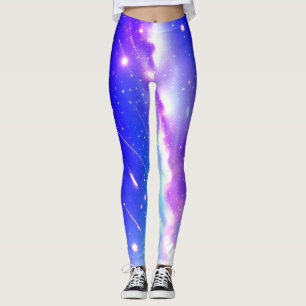 Leggings Galaxie bleue céleste et rose