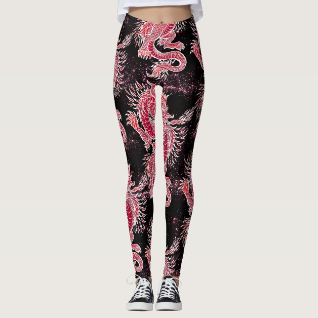 Leggings Galaxie du Dragon Rouge (Devant)